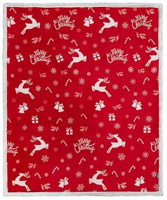 Vianočná červená baránková deka z mikroplyšu CANDY BELLS Rozmer: 160 x 200 cm