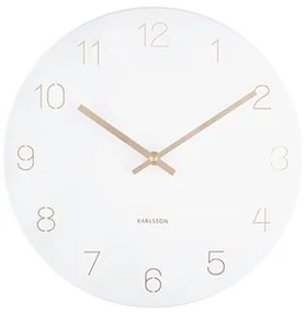 Nástenné hodiny Karlsson KA5788WH Charm Engraved Numbers – bielo-zlaté, 30 cm