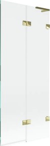 Mexen Lunar L, 2-krídlová vaňová zástena pravá 80 x 150 cm, číre sklo, zlatá lesklá, 897L-080-100-50-00-P