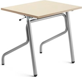 Nastaviteľná školská lavica ADJUST, 700x600 mm, akustický HPL - breza, strieborná