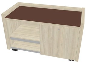 Mobilný kontajner Verno 100 x 50 cm so sklom, pravý, agát / hnedá