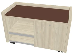 Mobilný kontajner Verno 100 x 50 cm so sklom, pravý, agát / hnedá