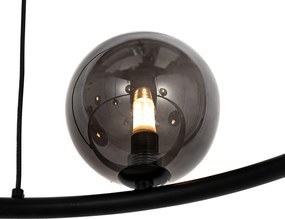 Čierne závesné svietidlo s dymovým sklom okrúhle 8-svetlo - Monaco