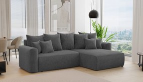 Rohová sedačka Baria (P) (tmavosivá). Akcia -20%. Vlastná spoľahlivá doprava až k Vám domov. 1133092