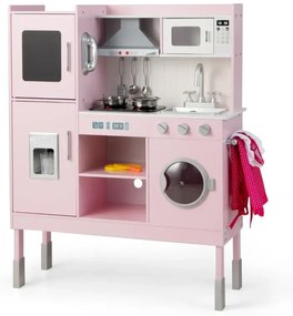 Detská kuchynka z dreva so 16 hracími doplnkami pre deti od 3 rokov 83 x 29 x 103 cm Ružová