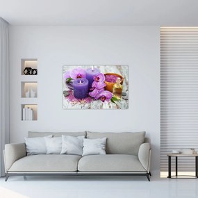 Obraz orchideí a sviečok (90x60 cm)