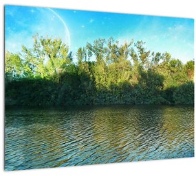 Sklenený obraz - jazero (70x50 cm)