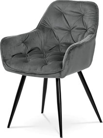 Jedálenská stolička zamatová, sivá DCH-421 GREY4