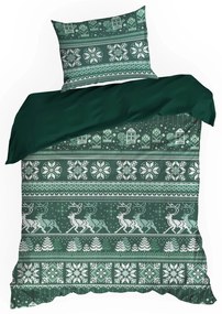 VIANOČNÉ RENFORCÉ OBLIEČKY CLOVER 140X200 CM, 1 KS 70X80 CM VZOROVANÉ