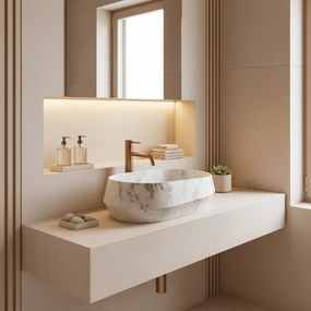 Rea Zoe Dune, umývadlo na dosku 590×380×170 mm, imitácia kameňa-šedá matná, REA-U3538