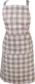 Kitchen Apron 70x85 Cm Grey Beige Cotton Hearts - 70*85 cm