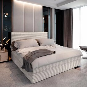 AKCIA Čalúnená posteľ boxspring ISPIRA 140x200 cm krémová II. akosť Matrac: Matrac Bonell pružinový
