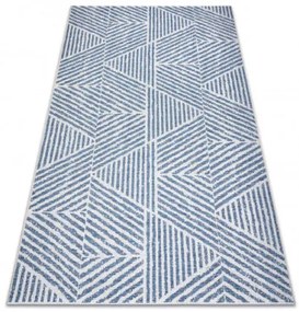 Koberec SIZAL COLOR 47176360 Línie, trojuholníky zygzak - béžový / modrý