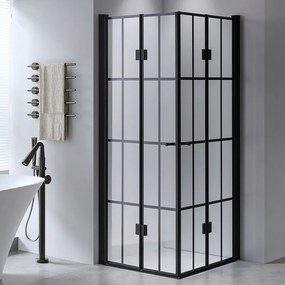 BPS-koupelny Štvorcový sprchovací kút HYD-SK08B-M 90x90 čierna/transparent + vanička HYD-SSV-RIKO čierna