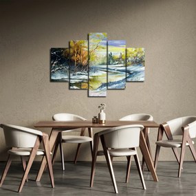 Obraz zimnej rieky, olejomaľba (150x105 cm)