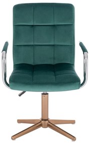 LuxuryForm DESIGN Stolička VERONA VELUR na zlatom kríži - zelená