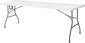 SPRINGOS Cateringová súprava, turistický stôl 240 cm so 8 stoličkami, skladacia biela súprava