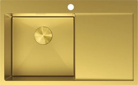 Mexen Exar, 1-komorový nerezový drez s odkvapkávačom, ľavý, 780 x 480 mm, brúsená zlatá, 6433781010L-55