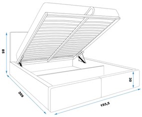 BMS GROUP Čalúnená posteľ HILTON 180x200cm výklopná grafitová