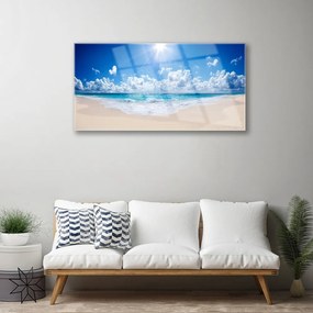Skleneny obraz Pláž more slnko krajina 120x60 cm