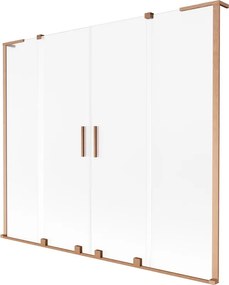 Mexen Velar L Duo, 2-krídlová posuvná vaňová zástena 200 x 150 cm, 8mm sklo námraza, medená matná, 896-200-003-32-65