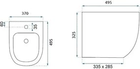 Rea, Sada závesnej WC misy REA CARLO Flat Mini Rimless + závesného Bidetu REA CARLO Mini, KPL-C2760