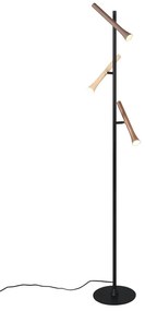 Čierna LED stojacia lampa s kovovým tienidlom (výška 150 cm) Fiato – Trio