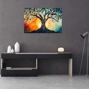 Obraz – Mozaika – slnko a strom I. (90x60 cm)