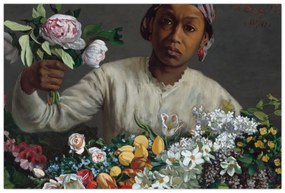 Obraz - Frédéric Bazille, Young Woman with Peonies, reprodukcia (90x60 cm)