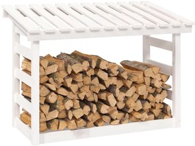 Stojan na palivové drevo biely 108x64,5x78 cm masívna borovica