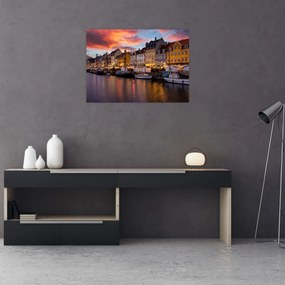 Sklenený obraz - Nyhavn, Kodaň (70x50 cm)