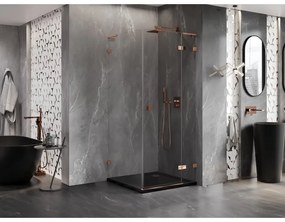 Mexen Lunar L, 1-krídlový sprchový kút, pravý, 70 x 70 cm, 8mm číre sklo, ružové zlato profil, 834L-070-070-60-00-P