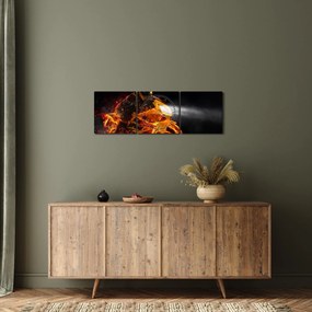 Obraz - Motorkár s plameňmi (s hodinami) (90x30 cm)