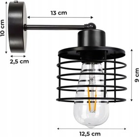 BERGE Nástenná lampa - kinkiet - E27 - PRUŽINA - čierna