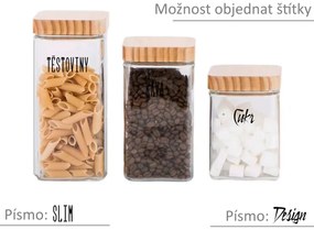 5Five® Sklenená bytelná dóza hranatá s dreveným vekom, 1,25l KWADR