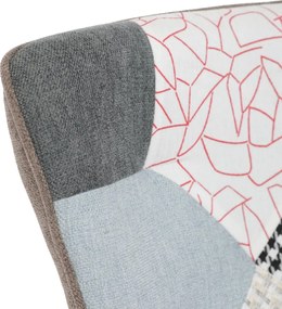 Relaxačné kreslo ušiak LISA + taburet — masív, látka, patchwork