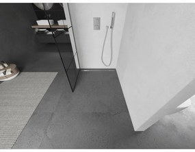 Mexen Kioto, sprchová zástena Walk-In 90 x 200 cm, 8mm číre sklo čierny vzor, brúsená oceľ profil, 800-090-101-97-77