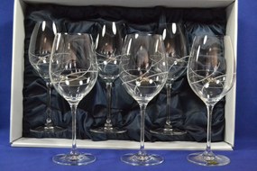 Kryštáľové poháre na č. víno so swarovski kryš.červené v darč. balení so saténom (6 ks)