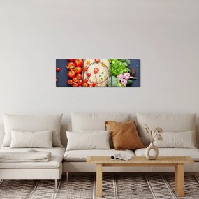 Obraz - Stôl plný zeleniny (s hodinami) (90x30 cm)