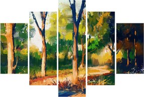 Obraz lesa v letnom slnku, maľba (150x105 cm)