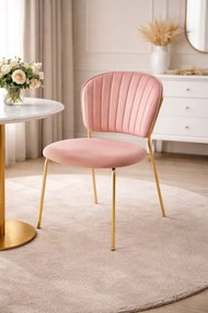 JEDÁLENSKÁ STOLIČKA SENNA RUŽOVÁ + ZLATÉ NOHY