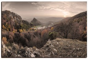 Obraz na plátne - Jesenná krajina pri západe slnka, Slovensko, Vrsatec 1260FA (120x80 cm)