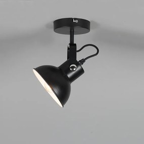 Priemyselná nástenná a stropná lampa čierna sklápateľná - Guida