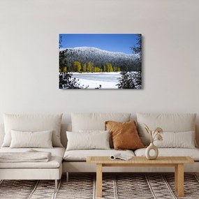 Obraz - zasnežené hory v zime (90x60 cm)