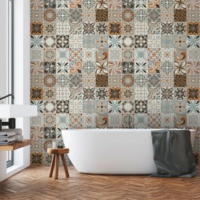Sada 30 nástenných samolepiek Ambiance Cement Tiles Bali, 10 × 10 cm