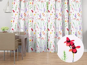 Biante Bavlnený záves Sandra SA-492 Kvetovaná lúka na bielom 150x230 cm