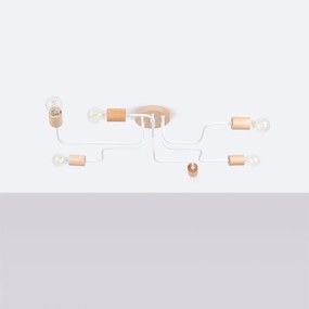 Stropné svietidlo Timbo 6, drevené telo svietidla, w