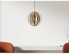 Drevený luster na lanku 1xE27/60W/230V pr. 43,5 cm masív/dyha/kaučukovník