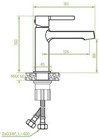 Laveo Alita, umývadlová batéria h-150, čierna matná, LAV-BVA_722D