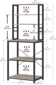 Kuchyňský regál Vasagle Vogues 60 cm černý/šedý
